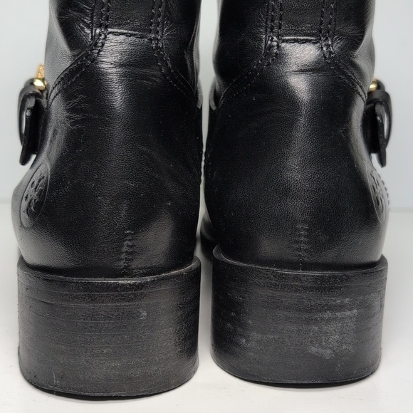 Tory Burch Bennie Black Combat Moto Boots with Buckle Straps womans size 7.5 - Picture 13 of 16